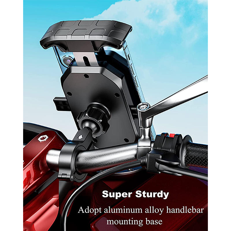 Anti-Theft Motorcycle Phone Mount 360 Rotation for 4.0-7.0 Inch Smartphones-Handlebar