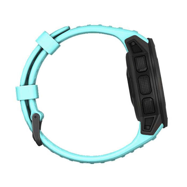 For Garmin Instinct Watchband Soft Silicone Adjustable Replacement Strap 22MM Black Steel Buckle-Teal