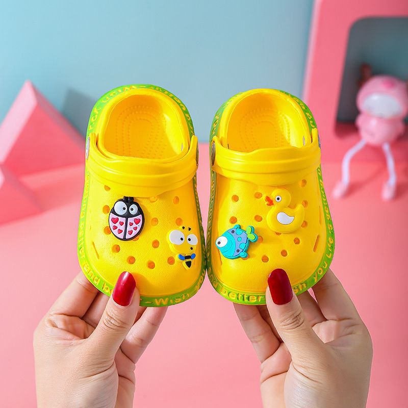 Childrens Clogs Boys Girls Soft Sandals Lightweight Non-Slip Shoes-Yellow