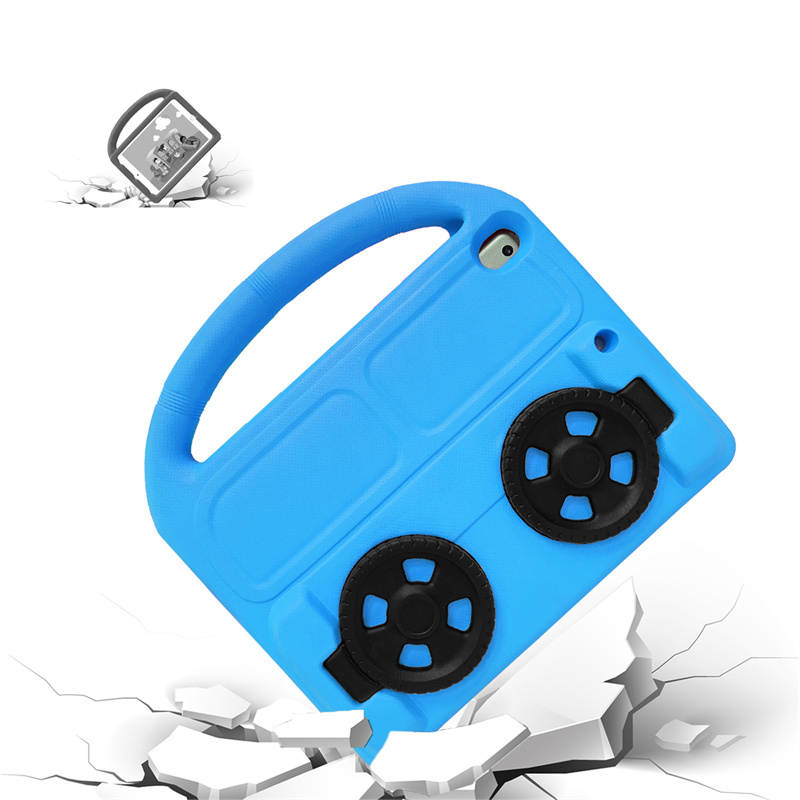 Wheel iPad Case For iPad 7/8/9 Air 3 Pro 10.5 inch Shockproof Stand Cover With Handle Stand-Blue