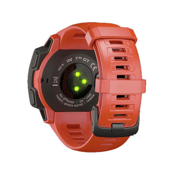 For Garmin Instinct Watchband Soft Silicone Adjustable Replacement Strap 22MM Black Steel Buckle-Flame Red