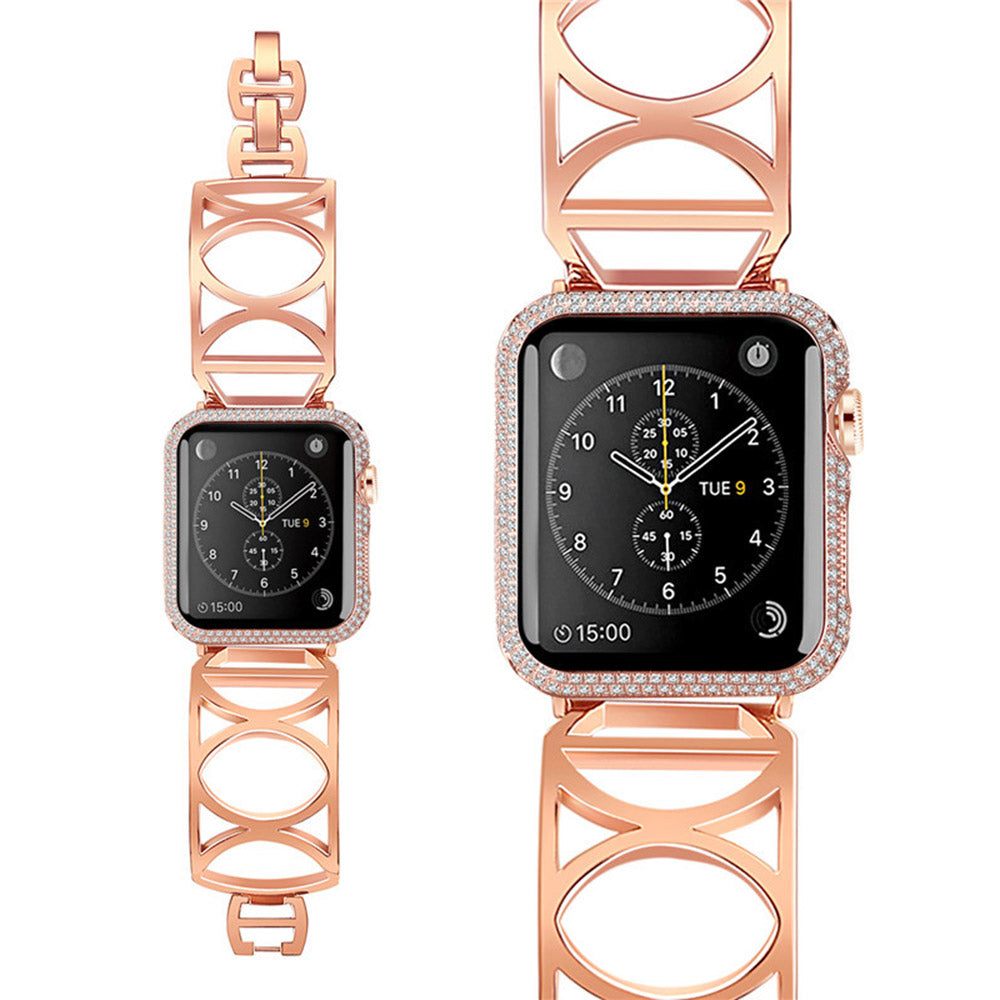 Fashion Hollow Metal Watch Band For Apple Watch SE/6/5/4/3/2/1(Rose Gold)