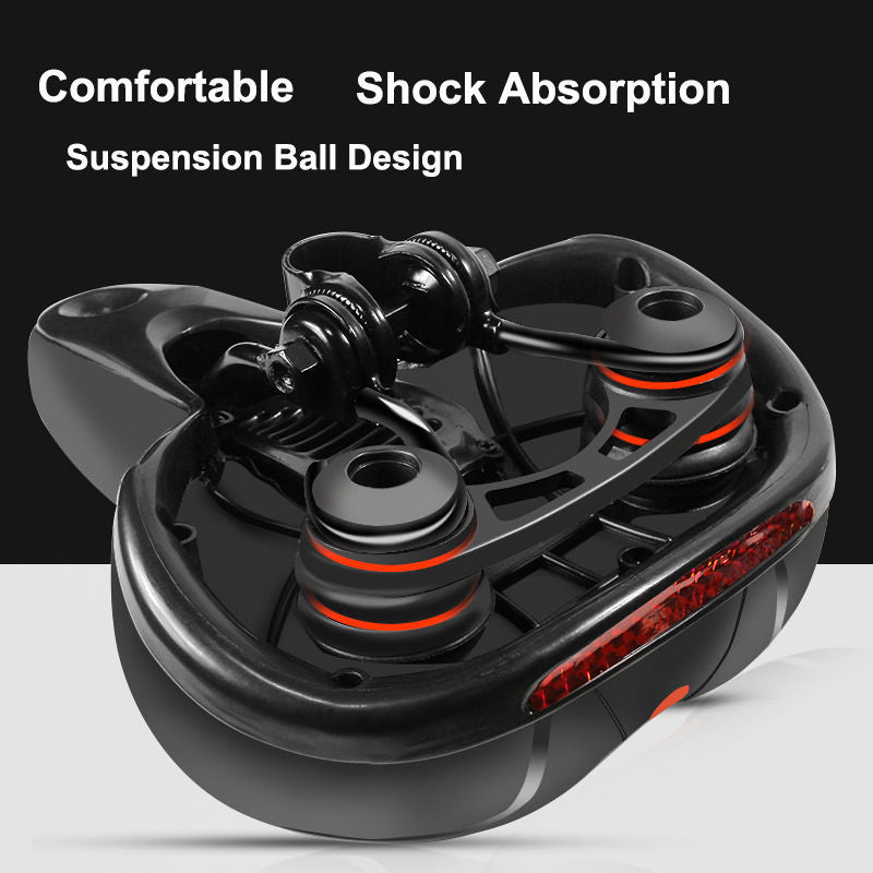 Comfortable Bike Seat Cushion with Dual Shock Absorbing Ball Reflective Strip-BlackBlue
