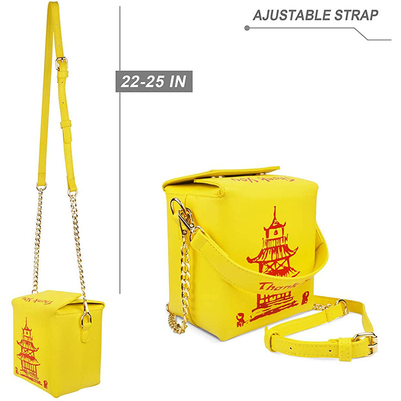 Fashion Crossbody Bag Chinese Takeout Box Style Clutch Bag for Girl-Yellow