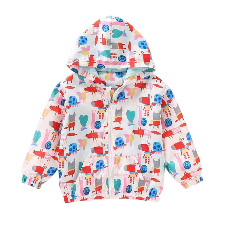 Girls Rain Jackets Lightweight Hooded Cotton Raincoats Windbreakers for Kids-WhiteSnail