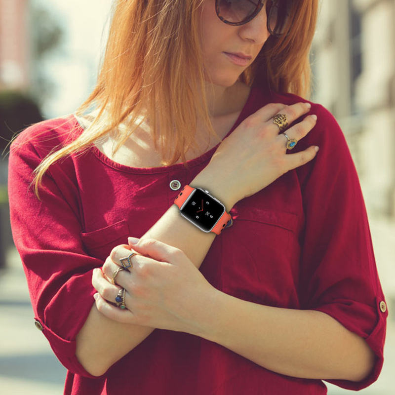 Sports Breathable Silicone Solo Loop Watchband for Apple Watch Series 6/5/4/3/2/1/SE-RedBlack