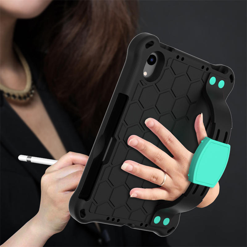 Hive iPad Case For iPad Mini 6 Durable Stand Cover With Shoulder Strap-BlackAqua