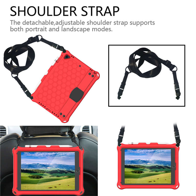 Hive iPad Case For iPad 5/6/Pro 9.7/iPad9.7 Durable Stand Cover With Shoulder Strap-RedBlack