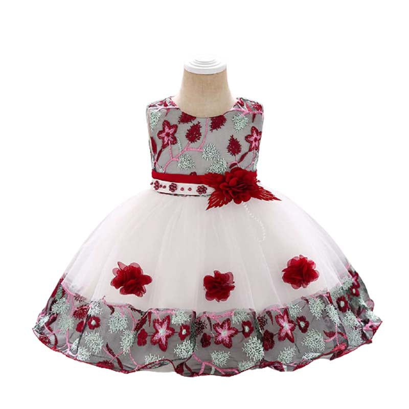 Toddler Pageant Flower Girl Lace Dress Little Girls Party Wedding Formal Dresses-Maroon