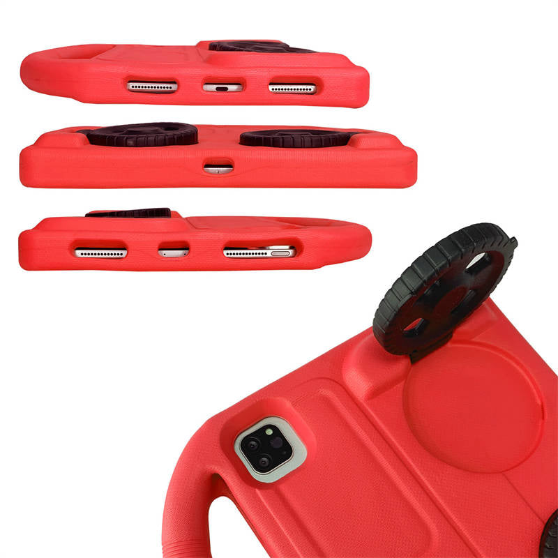 Wheel iPad Case For iPad Pro 11/Air4 10.9 inch Shockproof Stand Cover With Handle Stand-Red