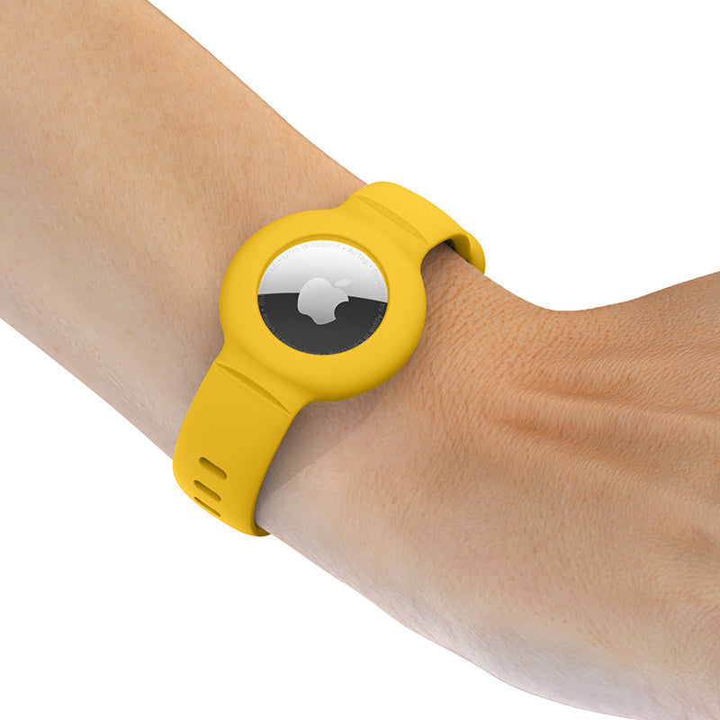Apple Airtags Watch Strap Silicone Protective Sleeve-Yellow