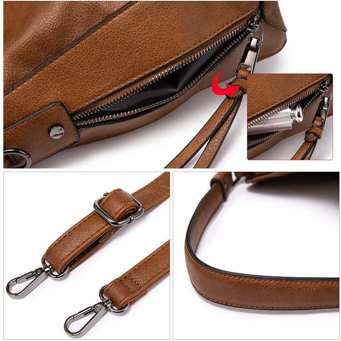 Handbags for Women Large Designer Ladies Hobo bag Bucket Purse Faux Leather-Brown