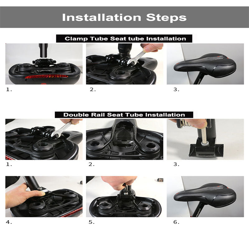 Comfortable Bike Seat Cushion with Dual Shock Absorbing Ball Reflective Strip-BlackBlue