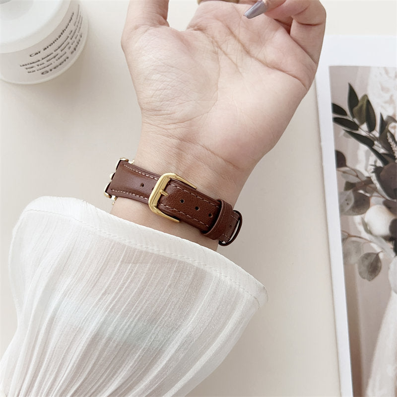 Genuine Leather Strap with Fashion Metal C Buckle for Apple Watch-2