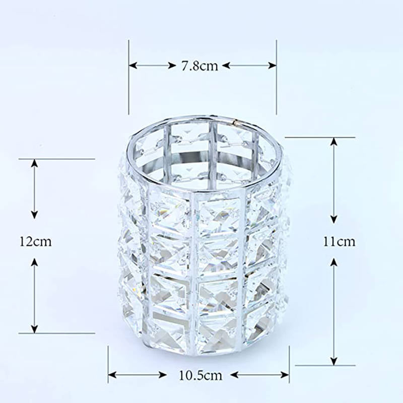 Makeup Brush Holder Crystal Comb Brushes Pen Storage Container-Sliver