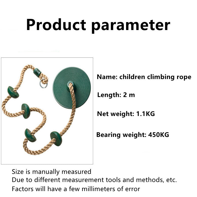 Climbing Rope Platform Disc Swing Set Includes Free Hanging Strap Carabiner-Green