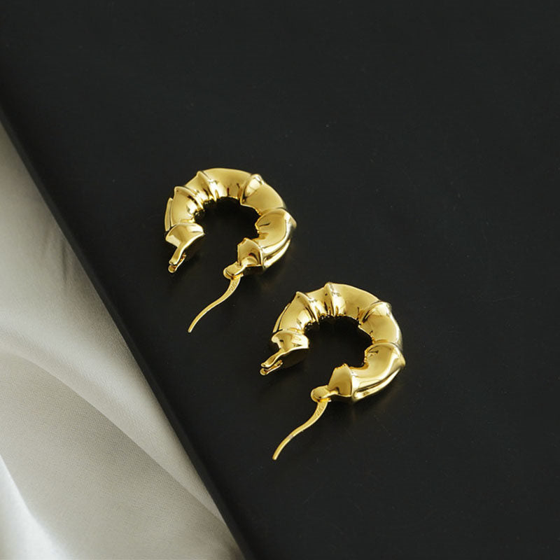 Bamboo Hoop Earrings Hip Hop Style for Daily Wear