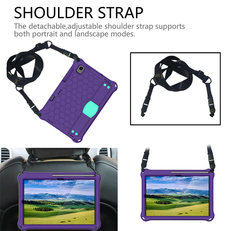 Hive SamSung Tablet Case For Sansung S6 10.5 (2019)/ S5E(2019)/Tab A7 (2020) Durable Stand Cover With Shoulder Strap-PurpleAqua