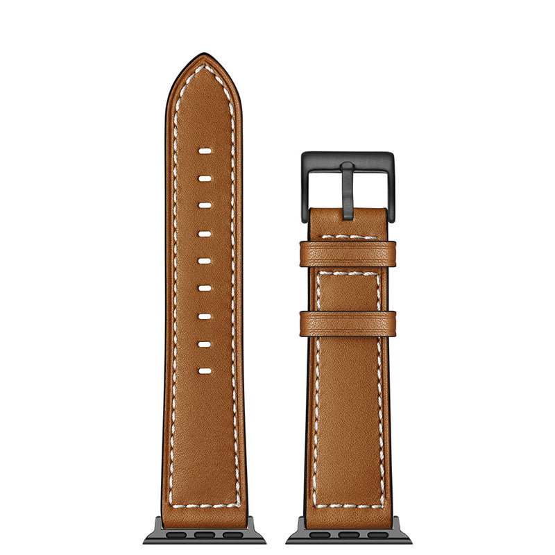 22mm Classic line leather watchband For Samsung Galaxy Watch/Huawei Watch (Brown)