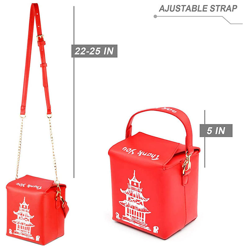 Fashion Crossbody Bag Chinese Takeout Box Style Clutch Bag for Girl-Red