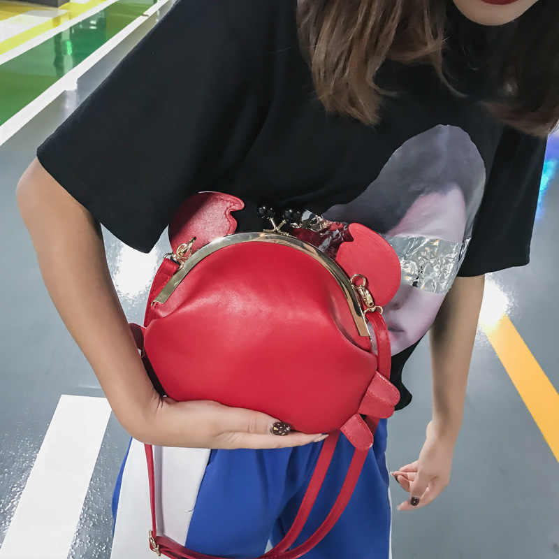 Crab Shape Handbag Novelty Detachable Shoulder Bag Women's Satchel-Red