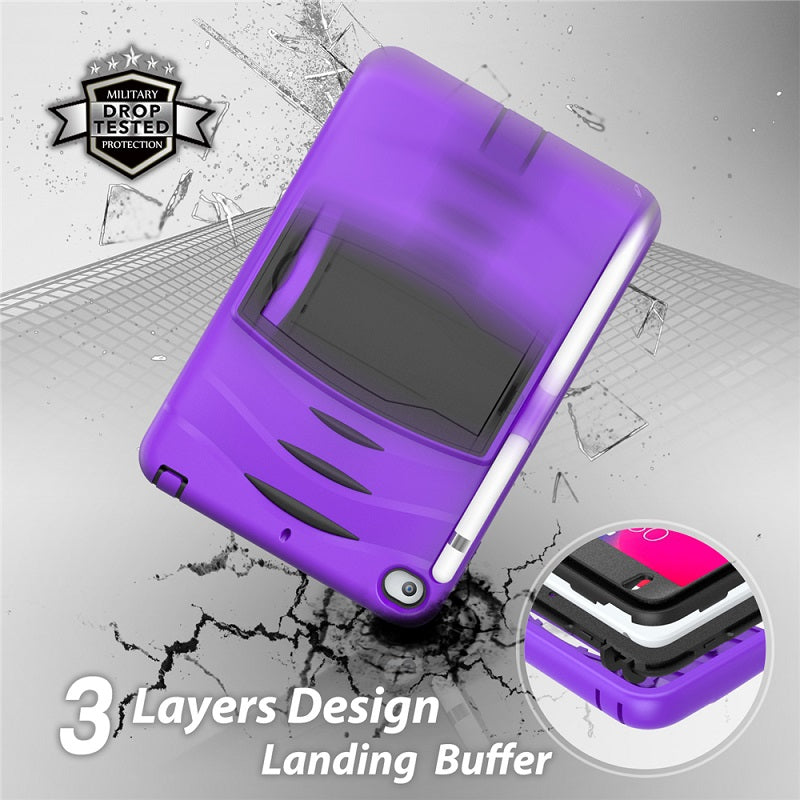Shock Wave Design Kickstand Case Heavy Duty Rugged Anti-Fall Protection With Pencil Holder For 7.9inch iPad Mini 4/5-Purple