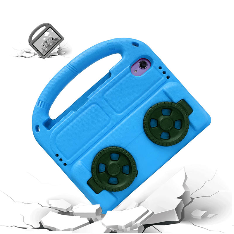 Wheel iPad Case For iPad Mini 6 Shockproof Stand Cover With Handle Stand-Blue