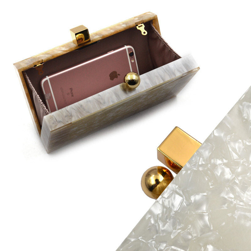 Women Acrylic Evening Clutch bag Glitter Marble Purse for Wedding Prom
