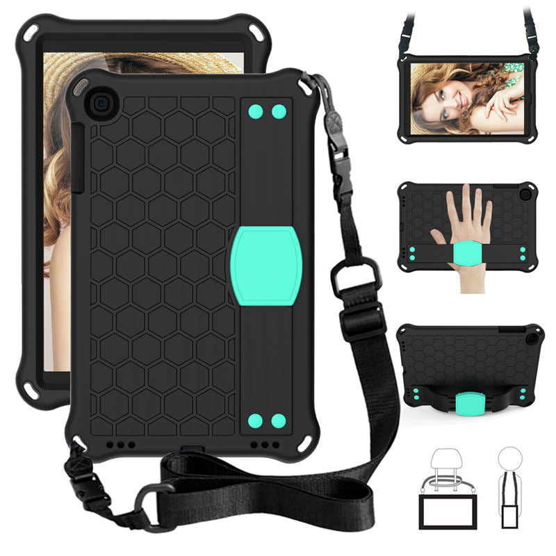 Hive SamSung Tab A 10.1 T510/T515(2019) Tablet Case Durable Stand Cover With Shoulder Strap-BlackAqua