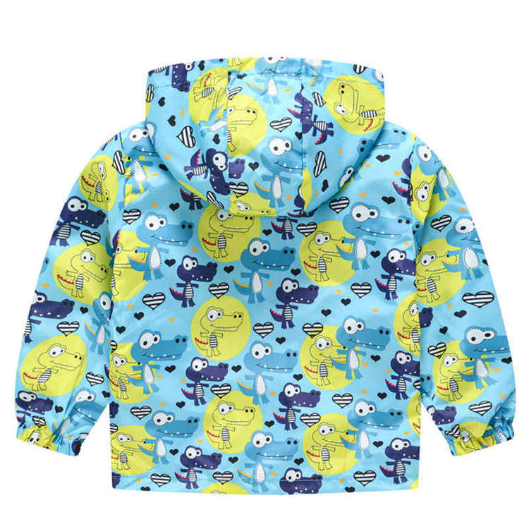 Toddler Boys Girls Cartoon Print Zip Jacket Hooded Trench Kids Casual Coats-14