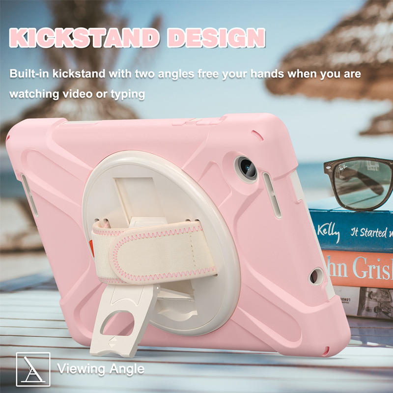 Tablet Case Heavy Duty with Swivel Stand for Lenovo Tab M8 4th Gen-SakuraPink
