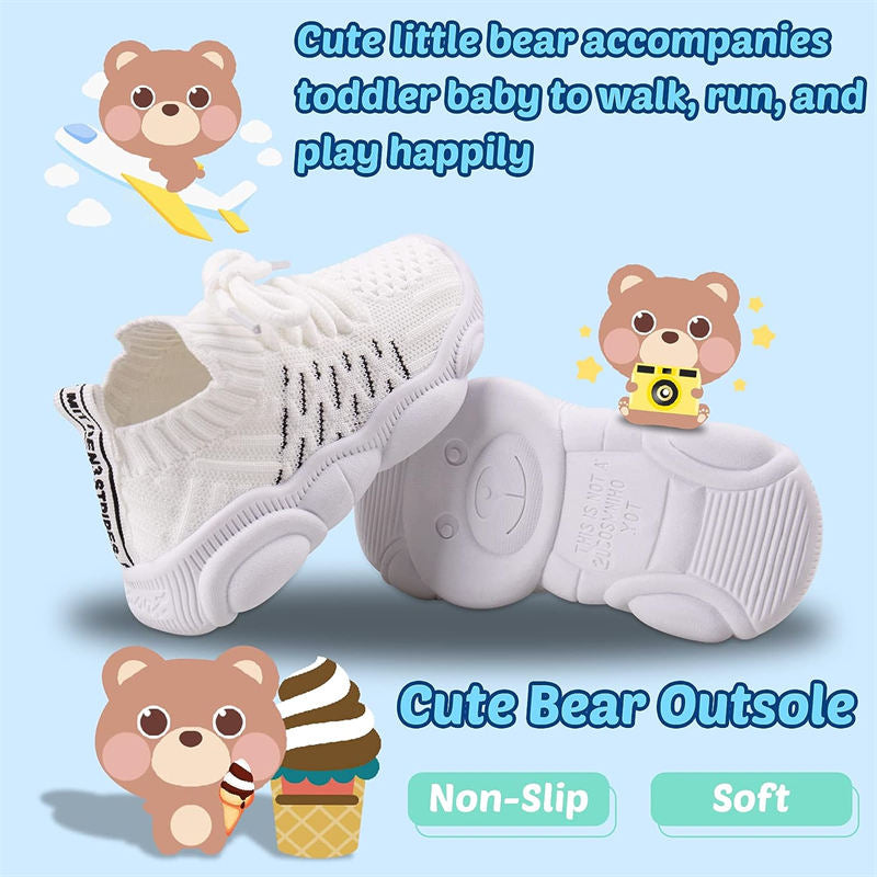 Girls and Boys Sneakers Cotton Mesh Breathable Shoes Outdoor-White