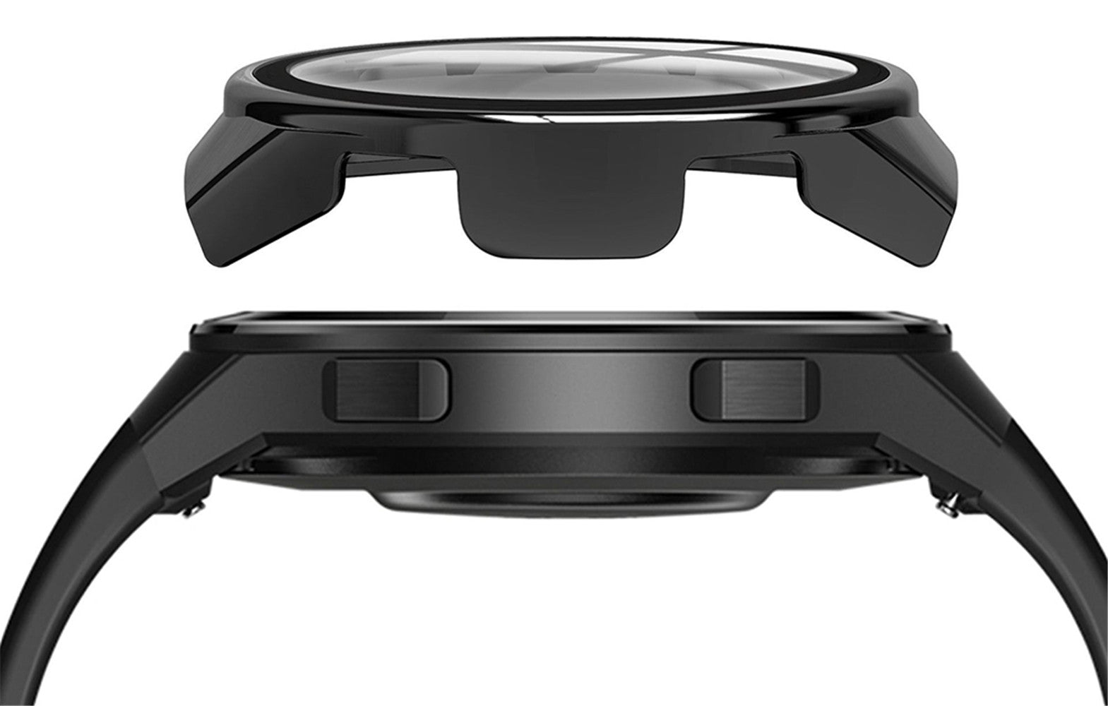 PC + Glass Full Cover WatchCase For Huawei Watch GT2E-Black
