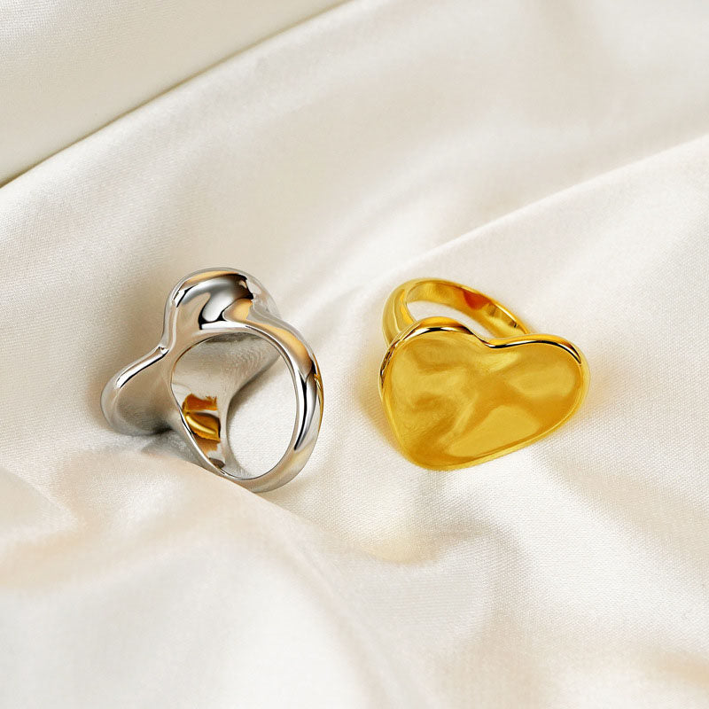 Fashion All-match Glossy Heart Ring-Silver
