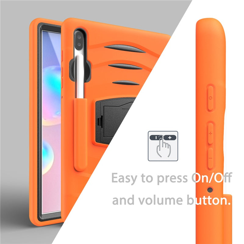 Shock Wave Kickstand Case Anti-Fall Protection With Pencil Holder For Samsung Tab S6 10.5inch T860/T865/T867(2019)-Orange