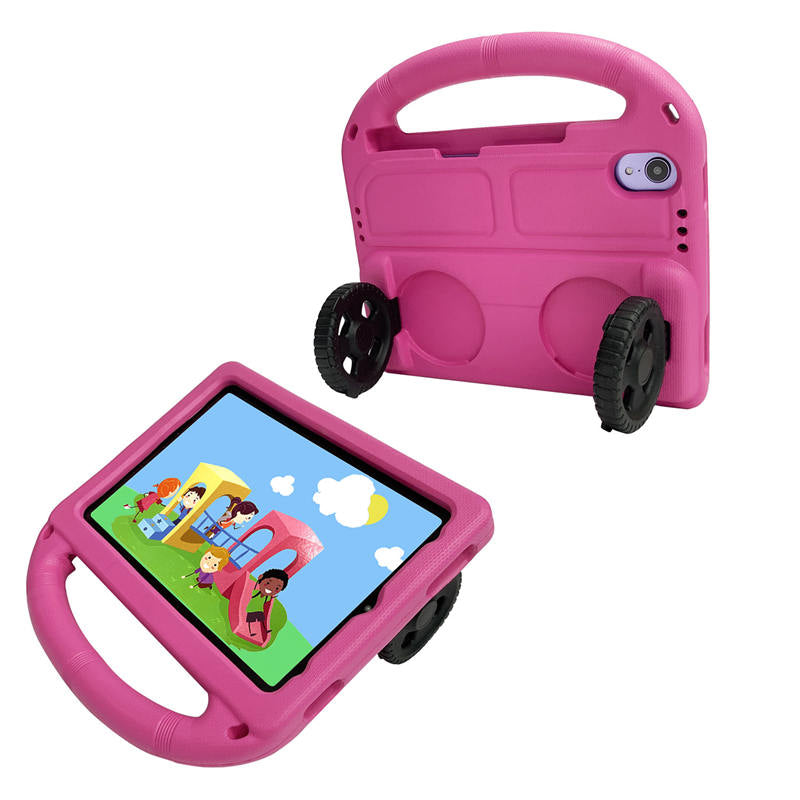 Wheel iPad Case For iPad Mini 6 Shockproof Stand Cover With Handle Stand-Rose