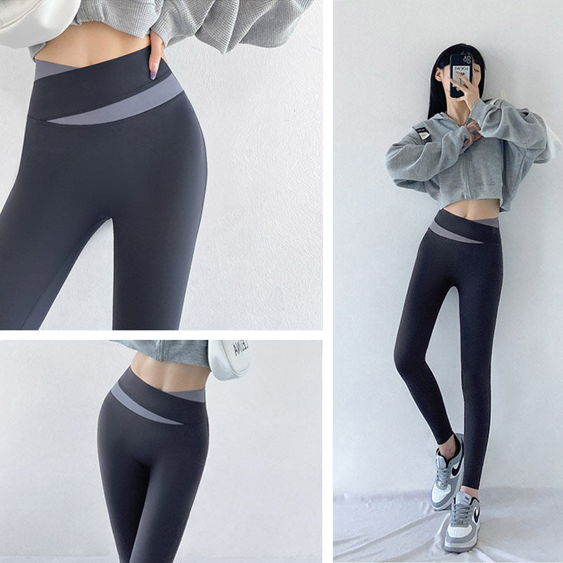 Womens Legging Cross High Waist Butt Lifting Yoga Pants for Spring-BlueGrey
