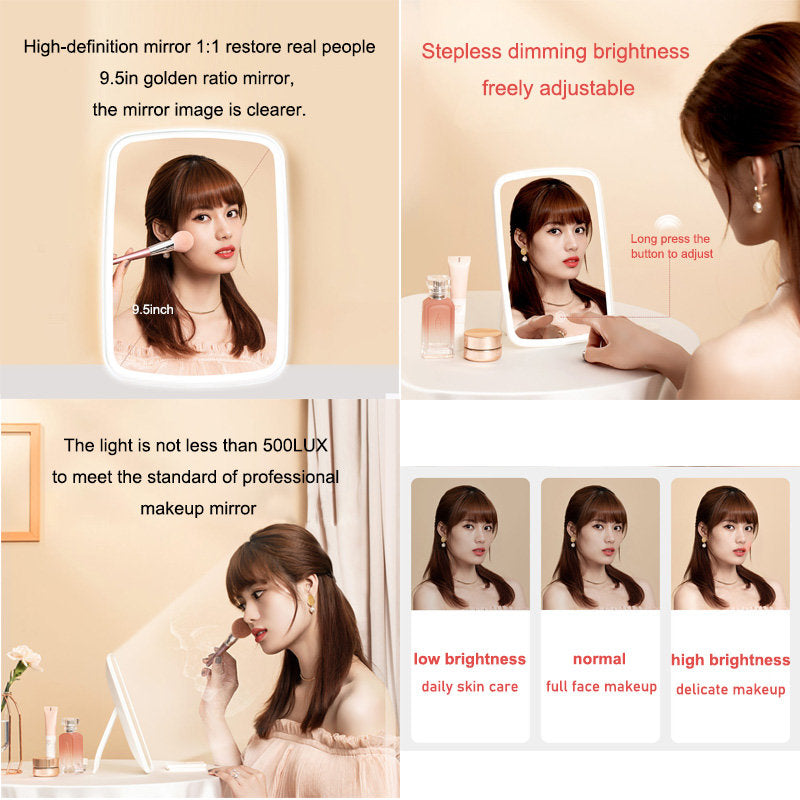 Home & LivingVanity Mirror with Lights Makeup Mirror with 10X Magnifying Glass Smart Touch Switch Three Brightness Modes