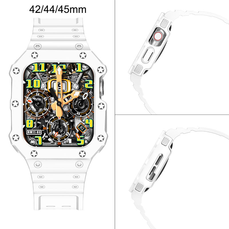 Sport Rugged Watchbands with Bumper Case Compatible for Apple Watch-All White