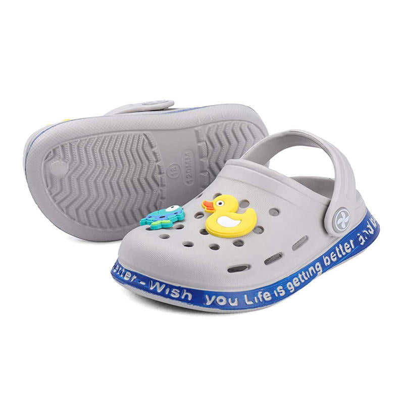 Childrens Clogs Boys Girls Soft Sandals Lightweight Non-Slip Shoes-Grey