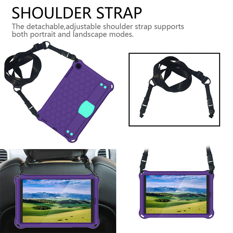 Hive SamSung Tab A 10.1 T510/T515(2019) Tablet Case Durable Stand Cover With Shoulder Strap-PurpleAqua