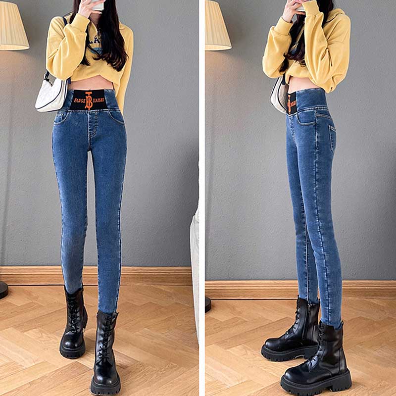 Womens Jeggings Stretch Tummy Control Jean Legging with Pockets-Retro