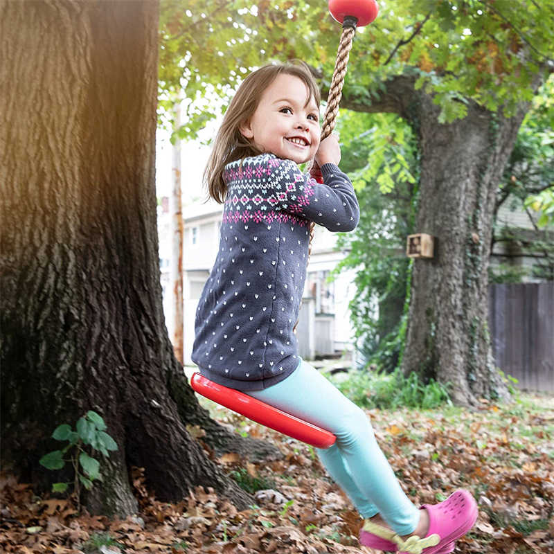 Climbing Rope Platform Disc Swing Set Includes Free Hanging Strap Carabiner-Green