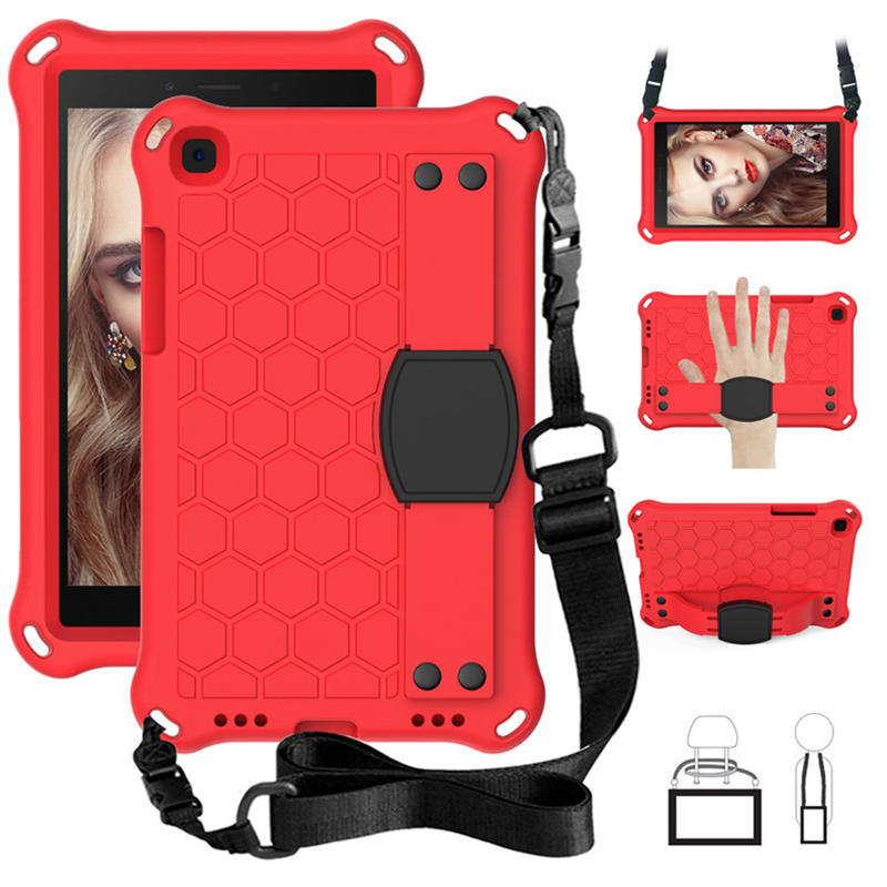 Hive SamSung Tab A 8.0 T380/T385/T387/T377/T330 Tablet Case Durable Stand Cover With Shoulder Strap-RedBlack