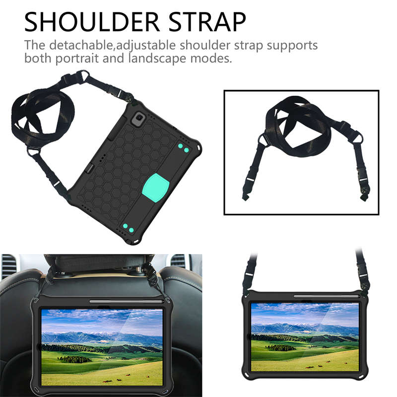 Hive SamSung Tablet Case For Sansung S6 10.5 (2019)/ S5E(2019)/Tab A7 (2020) Durable Stand Cover With Shoulder Strap-BlackAqua