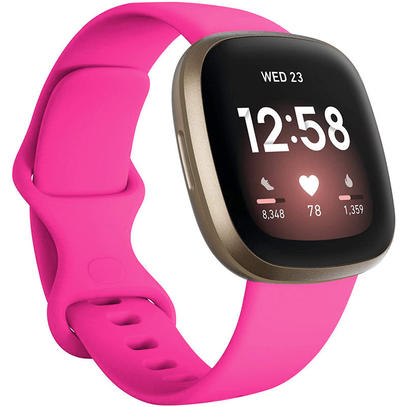 Soft Silicone Sport Replacement Strap For Fitbit Versa 3/Fitbit Sense Small Large-RoseRed