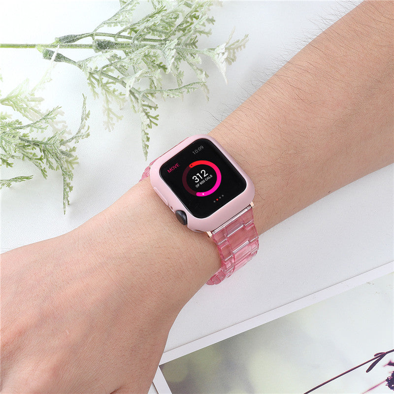 Fashion Resin Candy Watch Band + Watch Case For Apple Watch SE/6/5/4/3/2/1£¨Pink+Pink£©