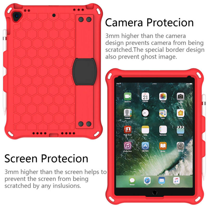Hive iPad Case For iPad Pro/Air 10.5/iPad 10.2 Durable Stand Cover With Shoulder Strap-RedBlack