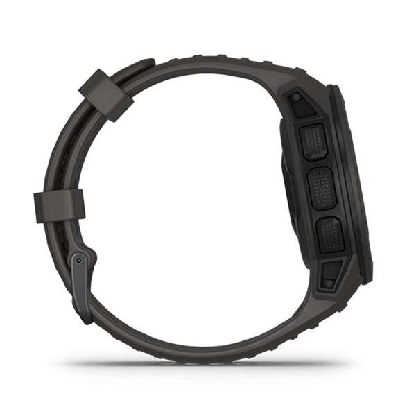 For Garmin Instinct Watchband Soft Silicone Adjustable Replacement Strap 22MM Black Steel Buckle-Black