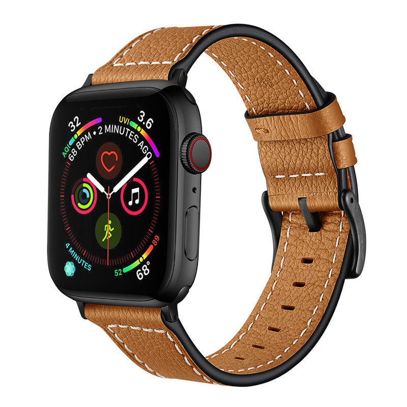 22mm Classic line leather watchband For Samsung Galaxy Watch/Huawei Watch (Camel)